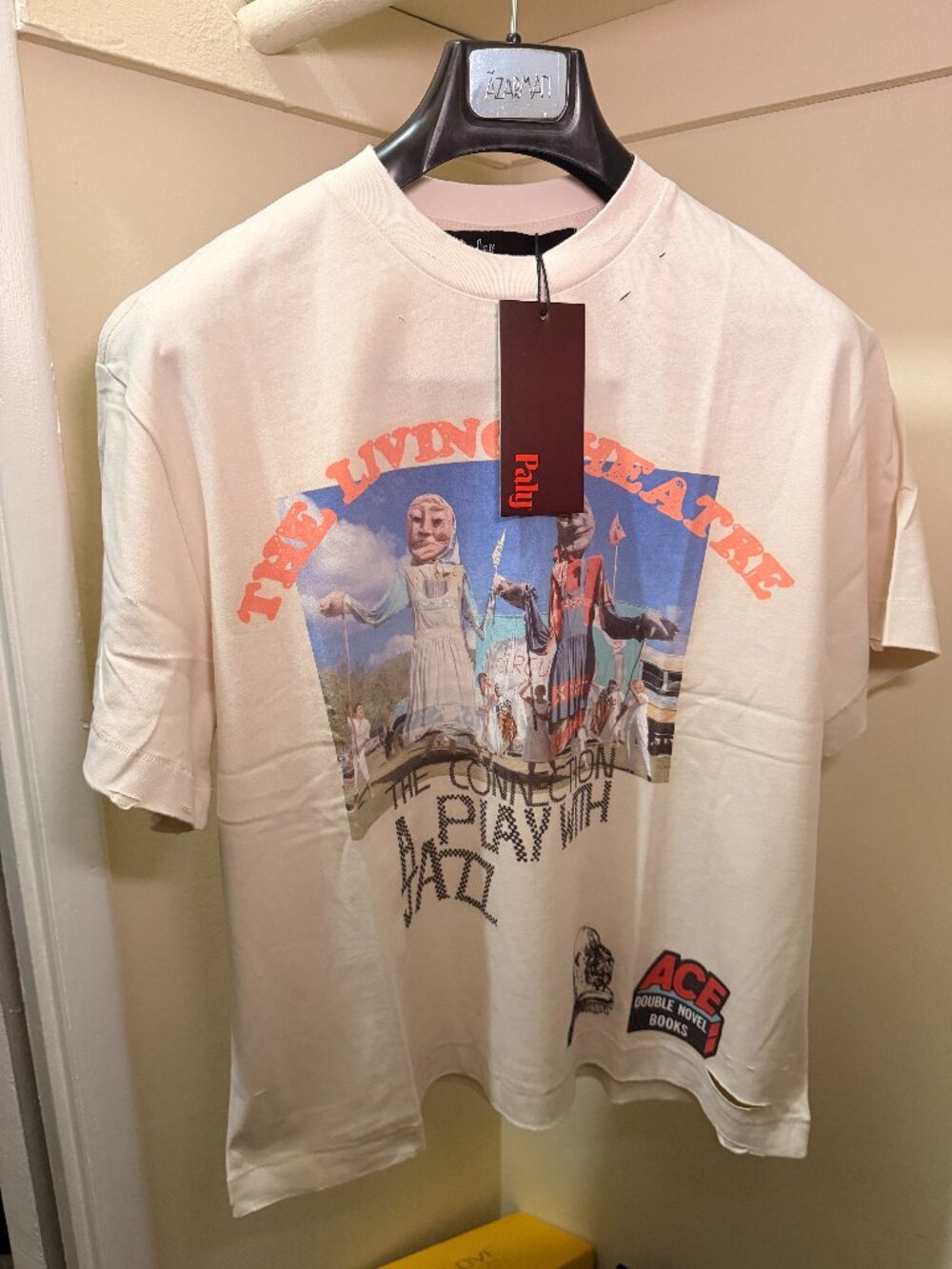 Living Theatre Paly Legend Men's women White and Cream T-shirt